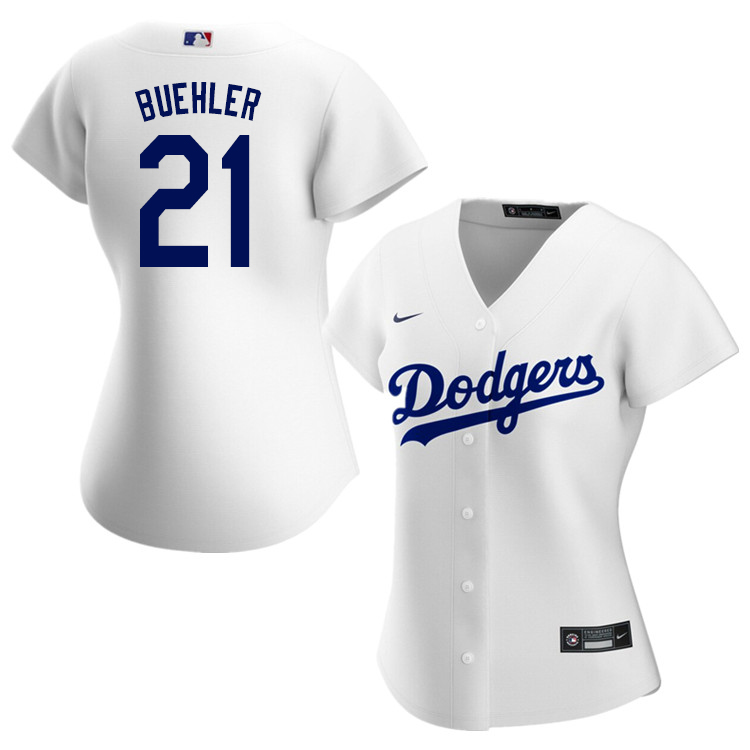Nike Women #21 Walker Buehler Los Angeles Dodgers Baseball Jerseys Sale-White - Click Image to Close